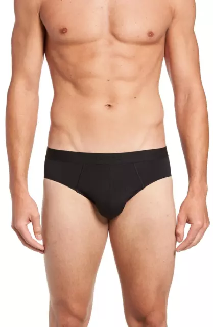 $48 Hanro Men's Black Microfiber Touch Logo Stretch Brief 3106 Underwear Size L