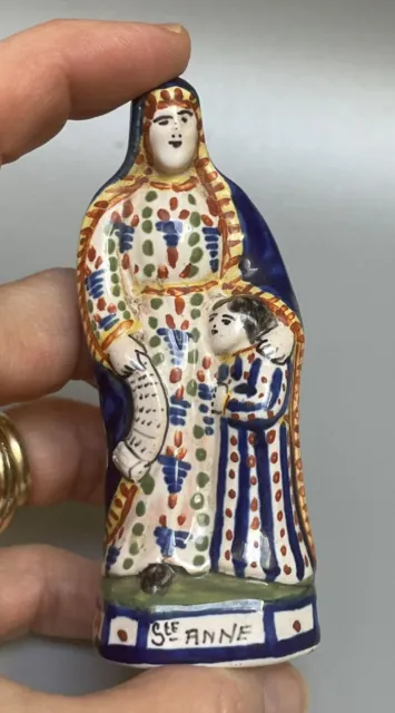 Statuette Sainte-Anne Faïence de QUIMPER HENRIOT Polychrome 2