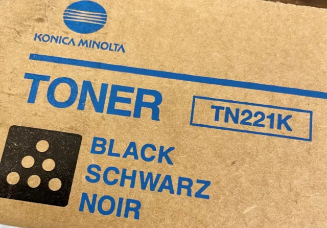 Genuine Konica Minolta Black Toner - TN221K - A8K3130 - FREE SHIPPING - OPEN