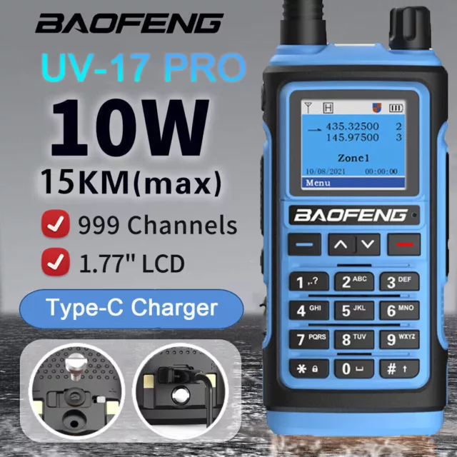 Baofeng Uv17Pro 10W U/Vhf Dual Band Two Way Radio Long Range Waterproof Fm 999Ch