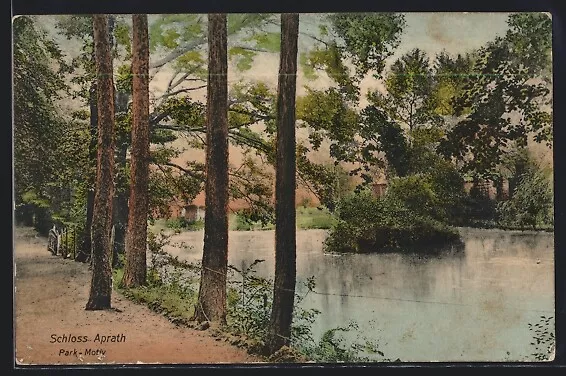 Ansichtskarte Aprath, Wegpartie im Schloss-Park am Wasser