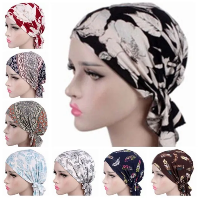 Women's Floral Chemo Cap Cancer Hat Muslim Hair Scarf Hijab Head Wrap Turban //