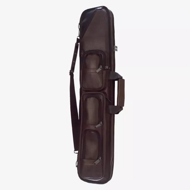 Lucasi Brown Leatherette Soft Pool Cue Case with Black Accents, 4B/8S (LC5)