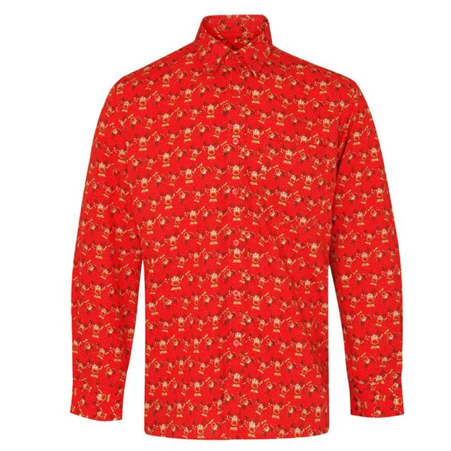 Camicia regalo Babbo Natale da uomo adulti ufficio festa renne rosse novità segreto