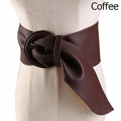 Lady Faux Leather Waist Belt Pin Buckle Solid Wide Waistband Fashion Accessories