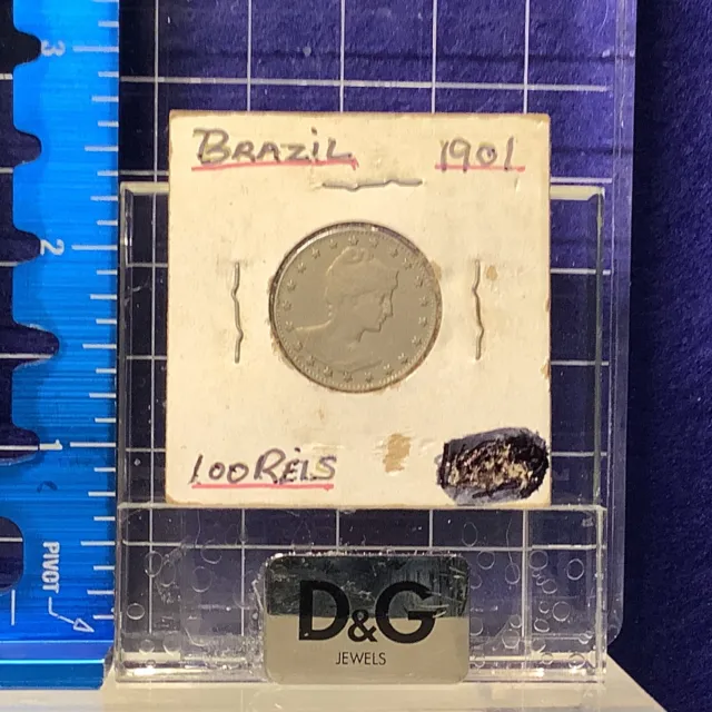 1901 Brazil 100 Reis Coin