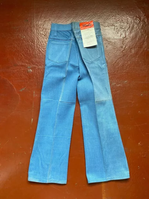 Visiera jeans Deadstock anni '70 bambini svasata cotone spazzolato W24 età 6-7