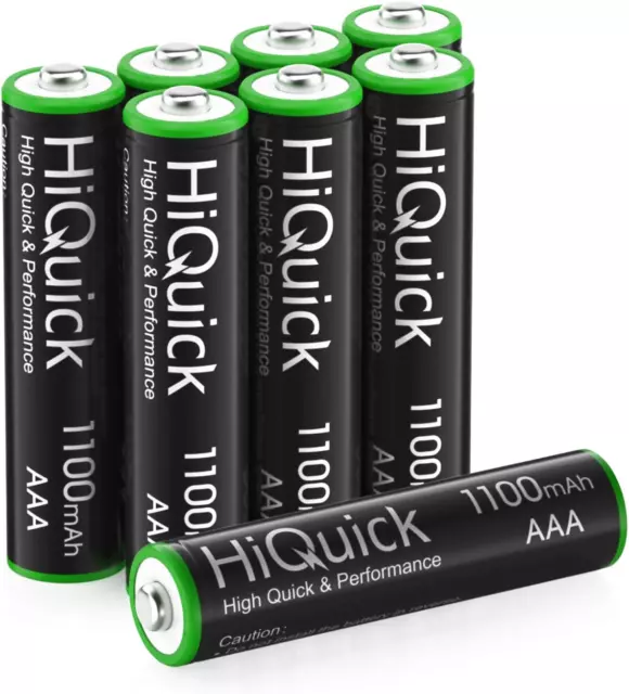 HiQuick 8 x AAA Rechargeable Batteries, Rechargeable 1100mAh Battery, Ni-MH High