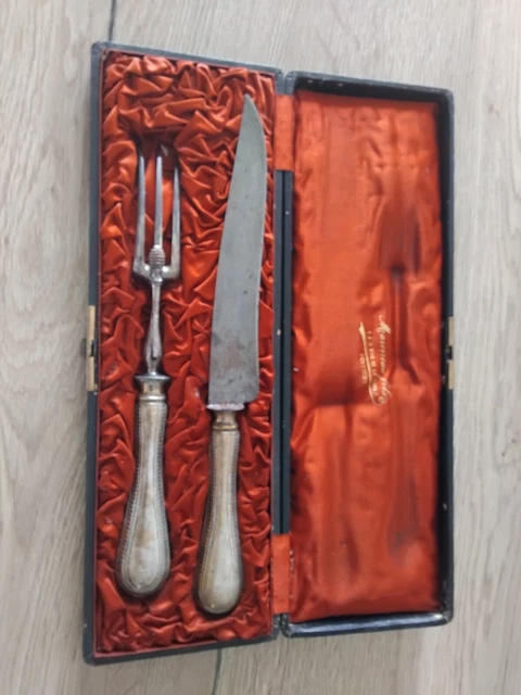 ANCIEN SERVICE A viande couteau st art nouveau deco metal argenté