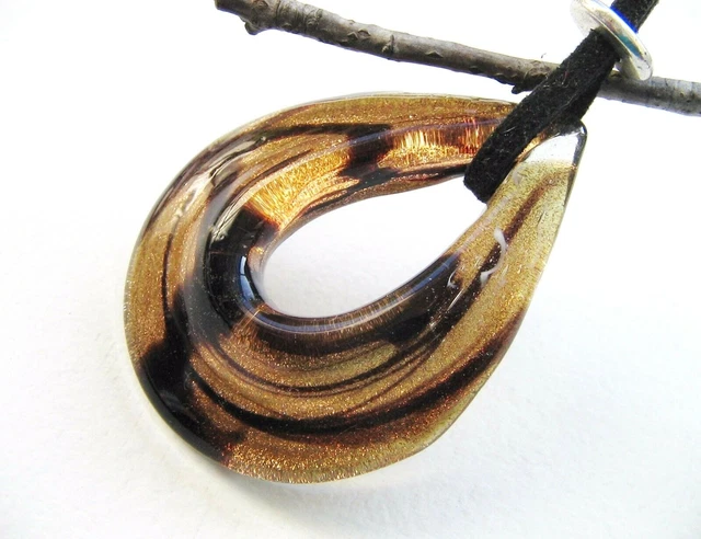 Lampwork Goldsand Glasanhänger Tropfen 37x50mm SERAJOSY