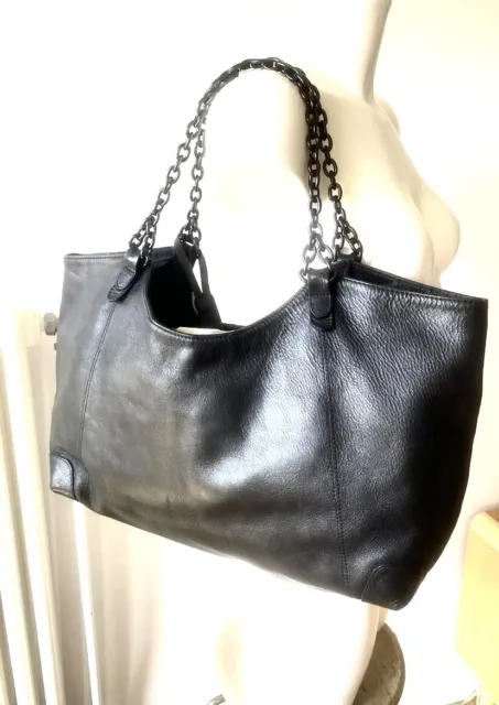 La Bagagerie sac shopping Cuir Noir Chaîne Métal  vintage bag borsa
