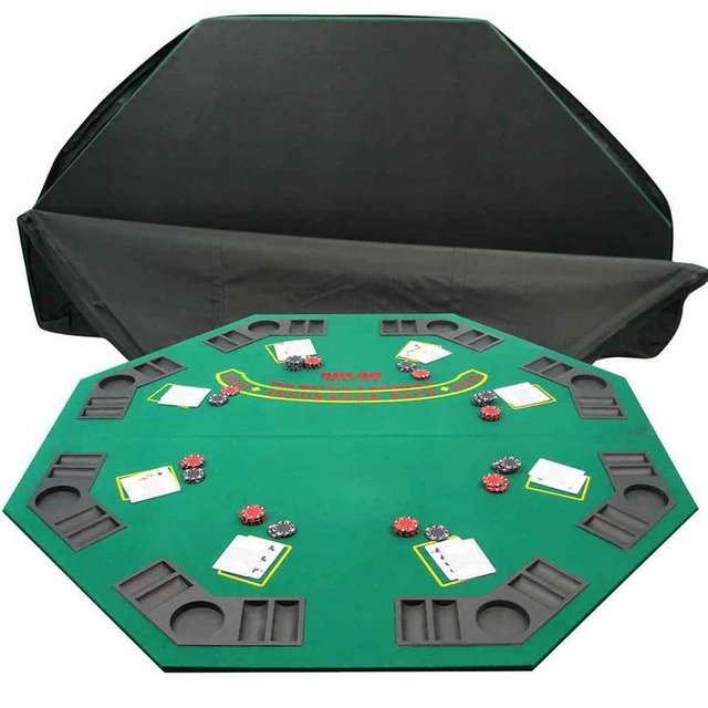 Trademark Poker Table Top Mat 48 in. Foldable 8-Players Green Felt Drink Holders