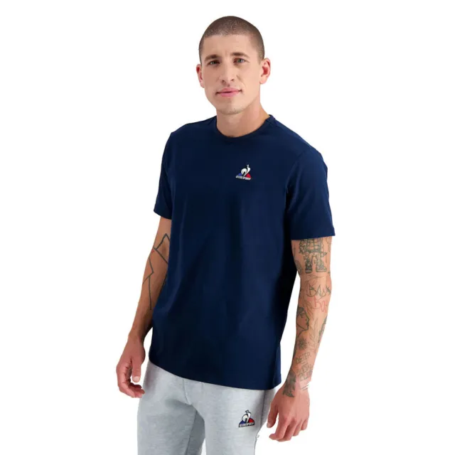Le Coq Sportif Mens Essentials Short Sleeve Dress Blue Cotton T-Shirt