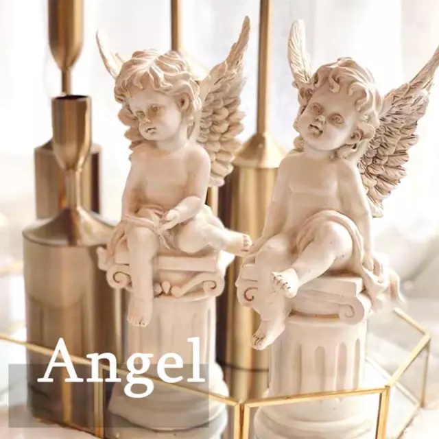 2 Pieces European Style Garden Figurines Greek Column Decor Props Cherub Statues