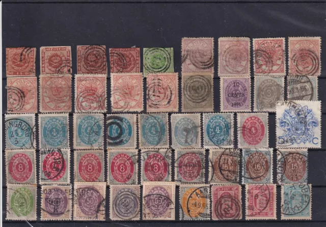 Denmark. 1850's - 1870's. Unchecked used group, vals to 100ore. (45 stamps)