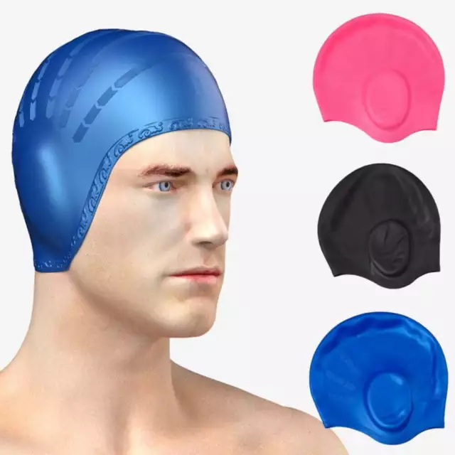 Silicone Swimming Cap Durable Non-Slip Waterproof Protect Ears Long Hair Adults