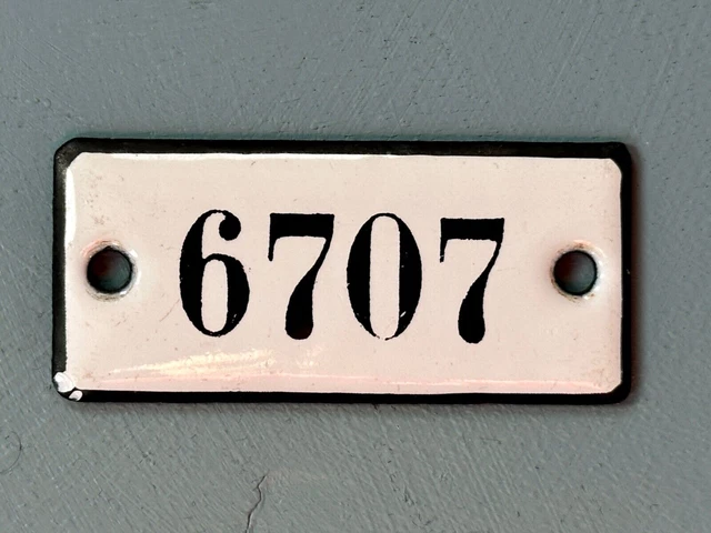Number 6707 Vintage Enamel House Numbers Made in Europe Room Hotel FREE POSTAGE