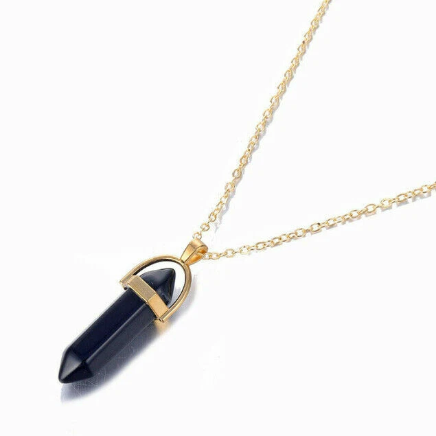 Natural Quartz-Crystal Point Chakra Healing Gemstone Pendant Necklace Stone Gift