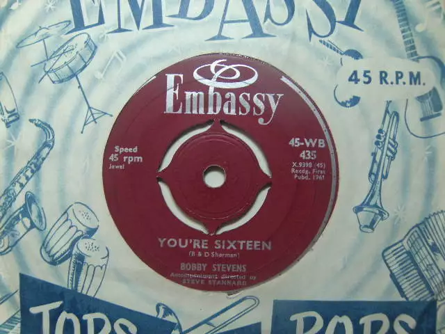 Bobby Stevens – You’re Sixteen 1961 7” Embassy WB 435 johnny burnette cover copy