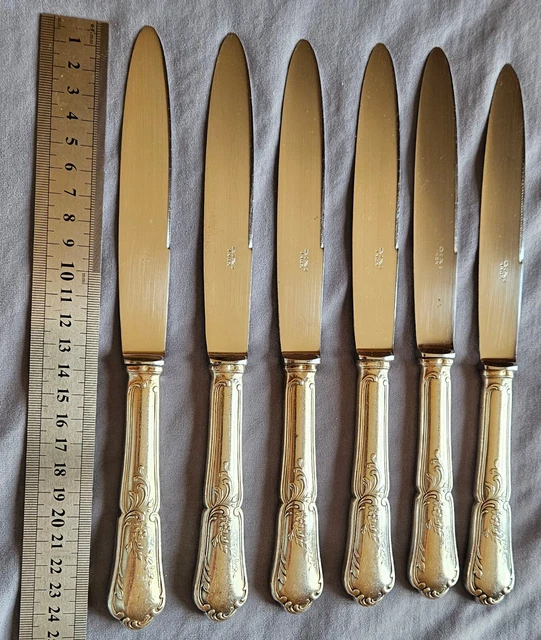 12 Couteaux anciens Métal Argenté - Style Louis XV - Coffret