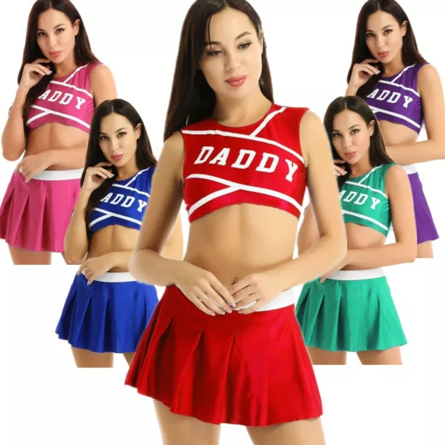 Womens Sexy Daddy School Girls Cheer Leader Cosplay Costume Fancy Dress Uniform