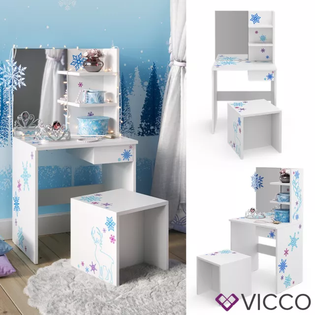 Coiffeuse enfant Vicco, coiffeuse pour enfant, coiffeuse avec tabouret