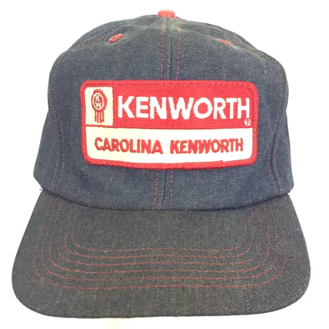 Vtg Kenworth Denim Patch Hat Tonkin Carolina Logo Trucker Snap Back Baseball Cap