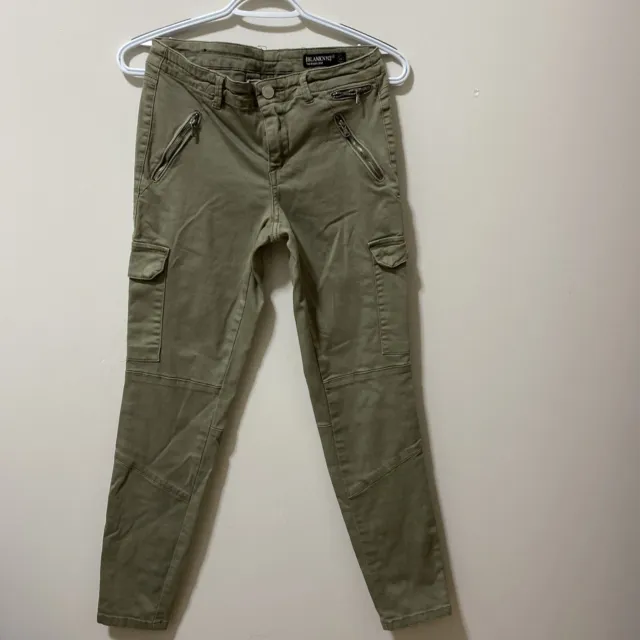 BlankNYC Pants Womens 26 Olive Green Cargo DecorativeZip Ankle Reade Crop Skinny