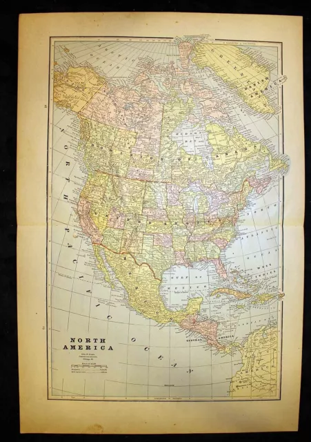 Antique Map North America 1889 or Alaska and Polar Regions Artic Discoveries