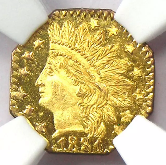 1881 Indian California Gold Quarter 25C Coin BG-799O - Certified NGC MS67 DPL