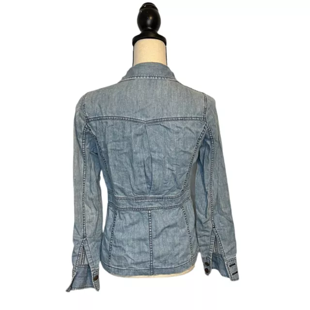 J CREW WOMENS Button Front Long Sleeve Collared Jean Jacket Shacket ...
