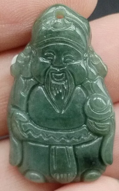 Certified Burma 100%Natural Type A Jade Jadeite Carved The God Of Wealth Pendant