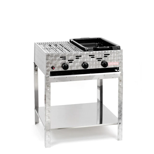 Edelstahl-Brenner Gasgrill Gasbräter stationär 3-flammig 11kW BBQ Neu GT3EMST