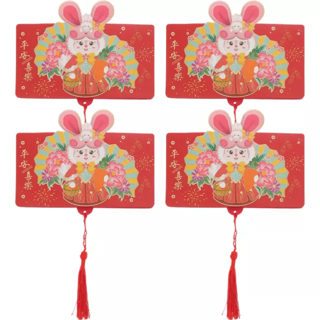 4 pz confezione rossa pacchetti cinesi buste rosso coniglio borsa busta