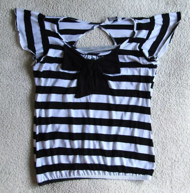 Tammy Girls Black & White Striped Top Age 14-15 Years Good Used Condition