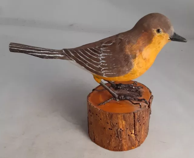 Vintage Hand Carved Wood Folk Art Bird  Figure Sculpture  Signed P. R. Briggs