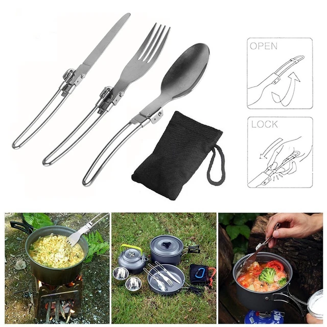 Kit De Cuisine Camping Boy Scouts - Ustensiles En Aluminium Argenté, Pliables Et Emboîtables