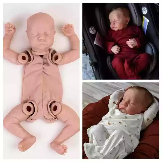 20" Reborn Doll Kits Cloth Body Unpainted Doll Parts Realistic Sleeping Baby UK