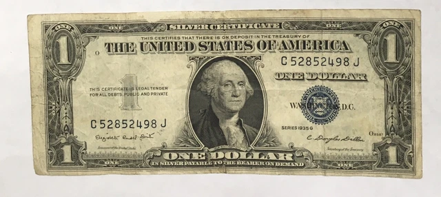 1935 G Silver Certificate One Dollar Bill (Blue Seal)