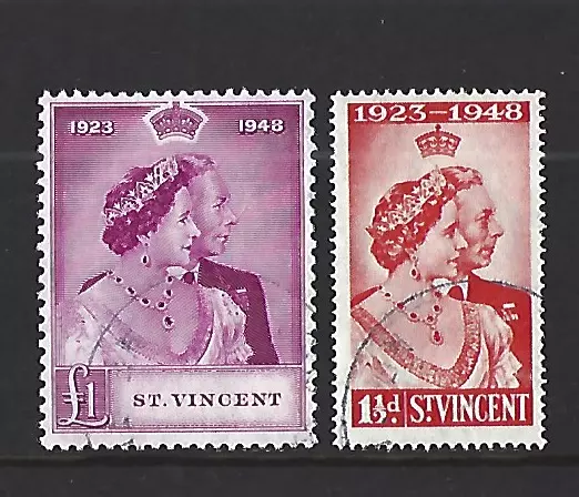 St. Vincent Silver Wedding Pair Very Fine Used