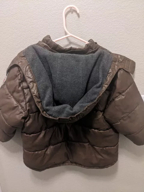 Baby Gap Boys Brown Down Filled Warmest Puffer Jacket Hooded Coat Size 3T 3