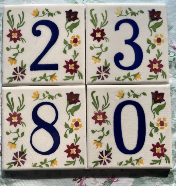 VTG address house number ceramic tile  Gardena, California set of Four Tiles
