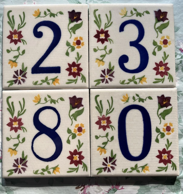 VTG address house number ceramic tile  Gardena, California set of Four Tiles