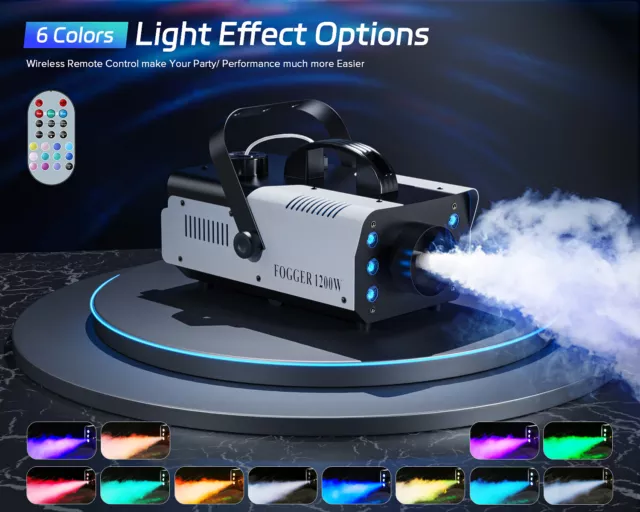 DMX 1200W Fog Machine RGB 6 LED Wedding Parties DJ Stage Effect Smoke Machine