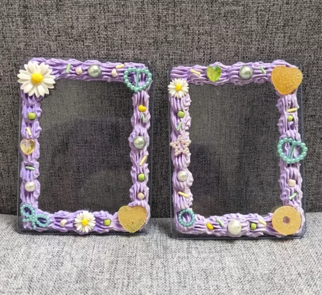 Violet Creamy Decoden/Decorated Toploader Frame/Kpop Photocard Sleeve 2pack Set