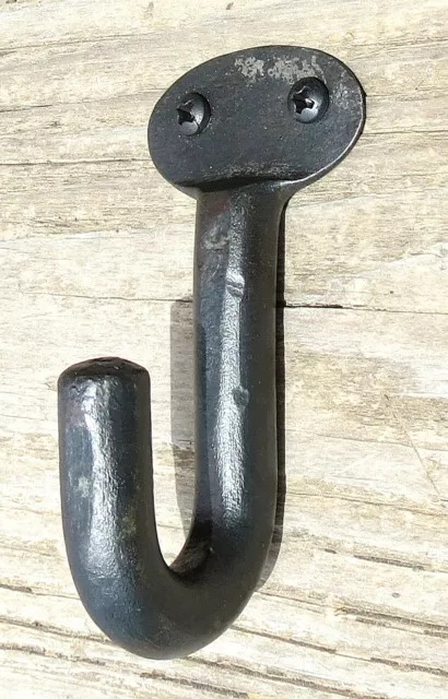 2 Forged Wrought Iron Hooks Rustic Metal Kitchen Heavy Duty Wall Coat Bag Hanger