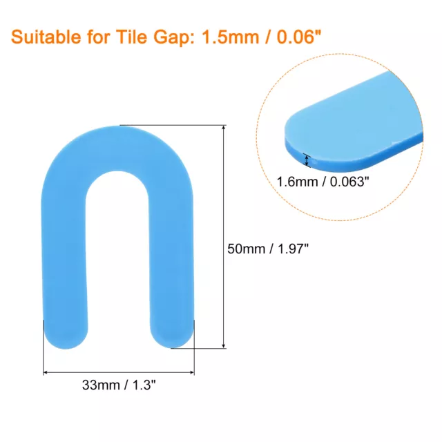 500Pcs Horseshoe Shim Tile Spacers Wall Floor Tile Plastic 1/16 Inch Blue 2