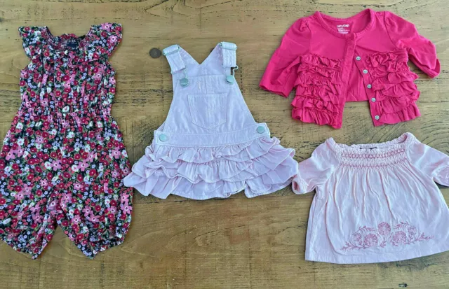 Baby Girl 0-3 months GAP Bundle Floral Outfit Long Sleeve Tops Dungaree Dress