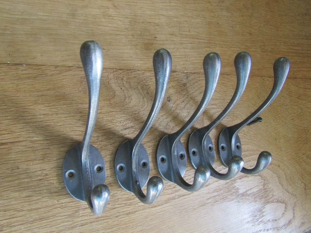 Cast iron Rustic hat & coat hooks vintage old English Victorian retro pegs