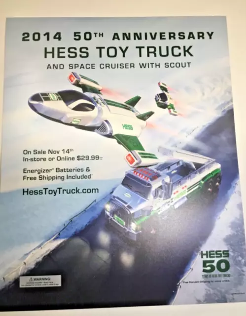 Hess Toy Truck 2014  50th Anniversary Advertising  Dispenser Sign 18 x 14.5